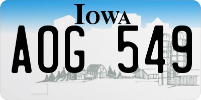 IA license plate AOG549