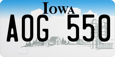 IA license plate AOG550
