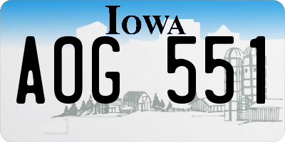 IA license plate AOG551