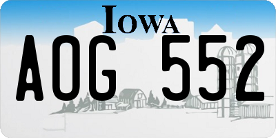 IA license plate AOG552
