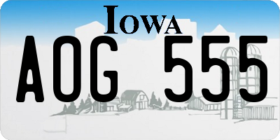 IA license plate AOG555