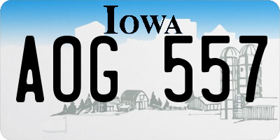 IA license plate AOG557