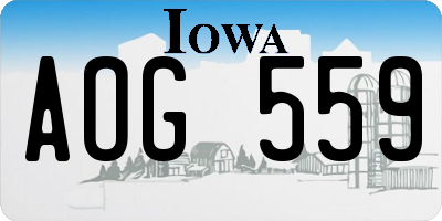 IA license plate AOG559