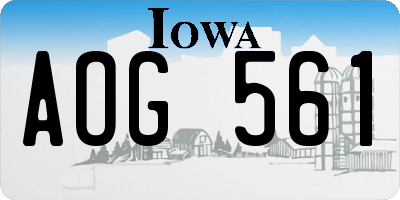IA license plate AOG561