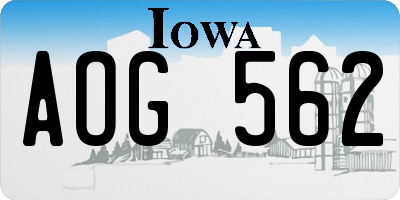 IA license plate AOG562
