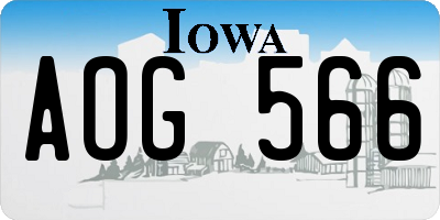IA license plate AOG566