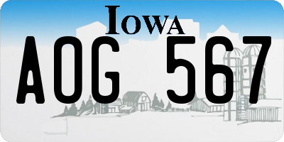 IA license plate AOG567
