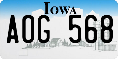 IA license plate AOG568