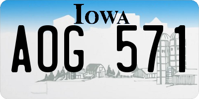 IA license plate AOG571