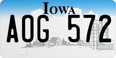 IA license plate AOG572