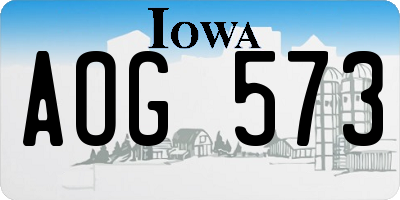 IA license plate AOG573