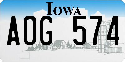 IA license plate AOG574