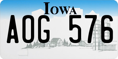 IA license plate AOG576
