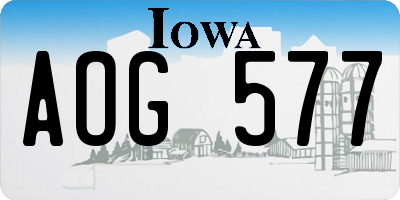 IA license plate AOG577