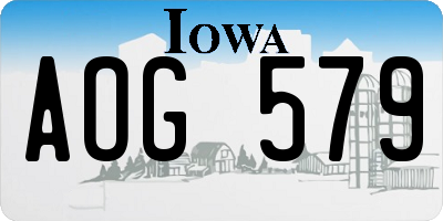 IA license plate AOG579