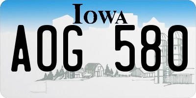 IA license plate AOG580