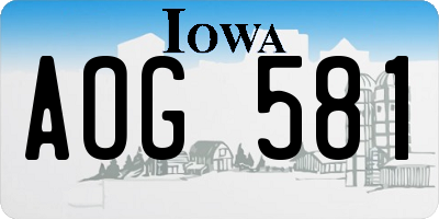 IA license plate AOG581