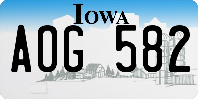 IA license plate AOG582