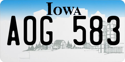 IA license plate AOG583