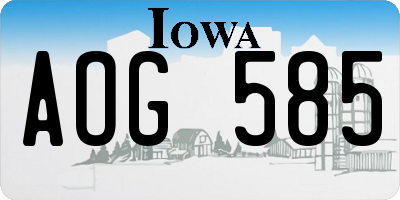 IA license plate AOG585