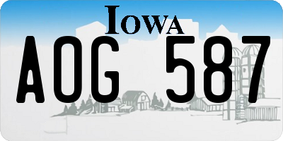 IA license plate AOG587