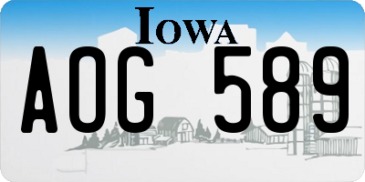 IA license plate AOG589