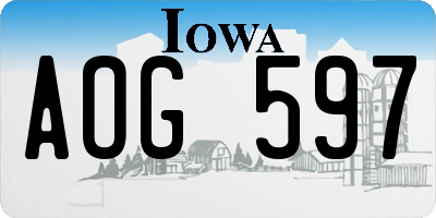 IA license plate AOG597