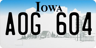 IA license plate AOG604