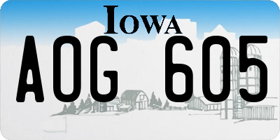 IA license plate AOG605