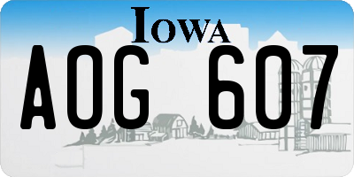 IA license plate AOG607