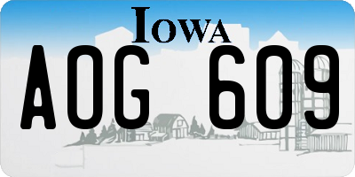 IA license plate AOG609