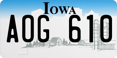 IA license plate AOG610