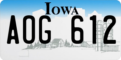 IA license plate AOG612