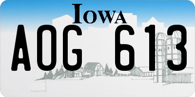 IA license plate AOG613