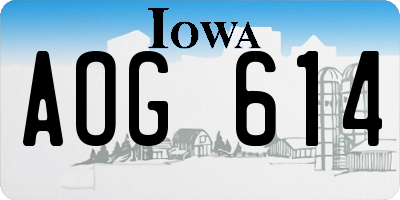 IA license plate AOG614