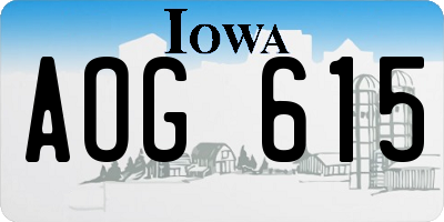 IA license plate AOG615