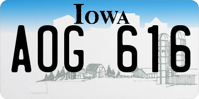 IA license plate AOG616