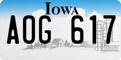 IA license plate AOG617