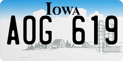 IA license plate AOG619