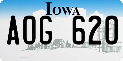 IA license plate AOG620