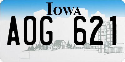 IA license plate AOG621