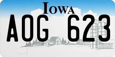 IA license plate AOG623
