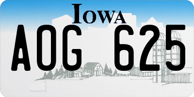 IA license plate AOG625
