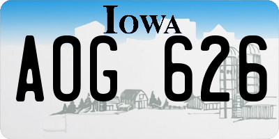 IA license plate AOG626