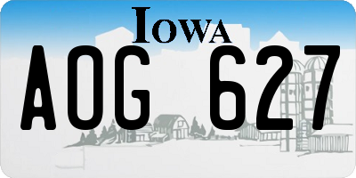 IA license plate AOG627