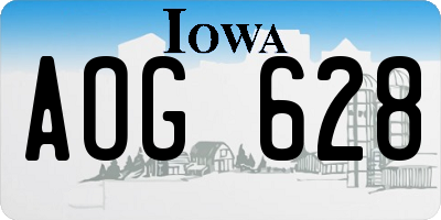 IA license plate AOG628