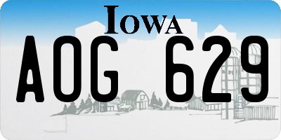 IA license plate AOG629