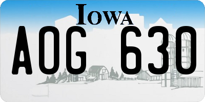 IA license plate AOG630