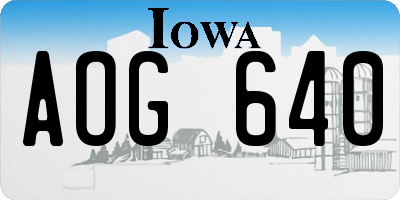 IA license plate AOG640