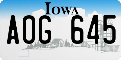 IA license plate AOG645